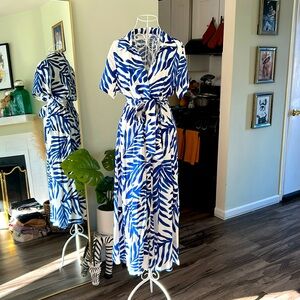 H&M Blue and White Patterned Dress